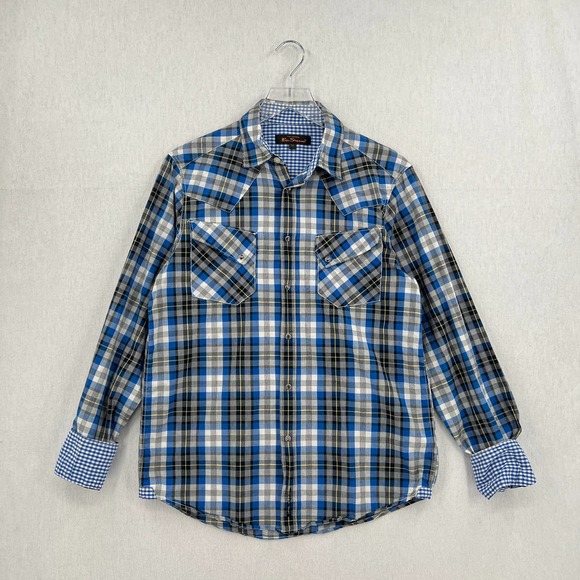 Ben Sherman Other - BEN SHERMAN Shirt Medium Adult Plaid Long Sleeve Western Snap Shirt Mens Blue